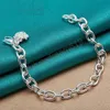 925 Sterling Silver Rose Flower Pendant Armband Tjock kedja för kvinna Charm Wedding Engagement Party Fashion Jewelry