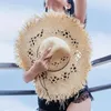 ワイドブリム帽子女性のための大きなラフィアストローアウトボウサマービーチキャップレディースアウトドアホリデー保護サンハットベラノ