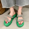 Sandals Crystal Wedge Woman Summer Chunky Platform Women Leather Slippers Thick Sole Gladiator Shoes for Flip Flops 2306715