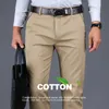 Men's Pants 4 Colors 98 Cotton Casual Men Classic Style Straight Loose High Waist Elastic Trousers Male Brand Clothes 230715