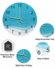 Wall Clocks Blue Gradient Watercolor Luminous Pointer Clock Home Ornaments Round Silent Living Room Bedroom Office Decor