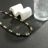 Trendy Turquoise Wood Beads Necklace Men Vintage Short Beaded Chain Choker Necklaces Fashion Jewelry Collar on Neck Accessories