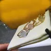Fashion Designer Hoop Earring Luxe Gold Letter Stud Oorbellen Diamond Crystal Wedding Party Jewerlry Accessoires