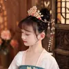 Haarspangen Vintage Krone mit Quaste für Mädchen Frauen alte chinesische Hanfu goldene Farbe Pins Kopfschmuck