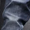 Jeans da uomo Moda Vintage Uomo Retro Blu Dritto Slim Fit Pantaloni strappati elastici Pantaloni in denim casual dal design classico