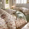 Ensembles de literie coton Vintage pays français petit ensemble Floral bords à volants motif de fleurs housse de couette drap de lit taies d'oreiller