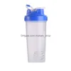 Vattenflaskor Portable Sport Shaker Bottle Juice Milkshake Protein Powder Läcksäker Mixing Shake Cup med bollar BPA Fitness Drinkwar Dhtqw