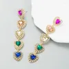 Dangle Earrings Multi Colors Romantic Lovely Heart Fuchsia Charm Crystal Drop Trend Luxury Long Pendientes For Women