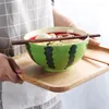 Миски фруктовые арбузы миска мгновенная лапша домашняя керамическая посуда суп-суп рамен 7-дюймовый творческий