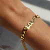 Manschettenarmband mit 8 mm kubanischer Kette, Namensarmband für Männer und Frauen, individuelles Namensarmband, Gold, personalisiertes Namensschild-Armband, Edelstahlschmuck 230716