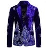 Men's Jackets Luxury Business Embroidery Velvet Suit Jacket Men Plus Size Embroidered Dress Top Blazer Male Stage Performance Clothing