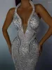 Casual Dresses VC Woman Party Dress Chic Shining Sequins Halter Sleeveless Tight Long Evening Femme Vestido