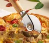 Handhold Pizza Cutter Trähandtag rostfritt stål Runda pizzakniv pasta Rotertabla konditoriverktyg SN4418