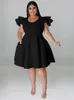 Plus size Dresses Wmstar Plus Size Dresses for Women Elegant Party Solid Ruffles Sleeve Big Hem Midi Dress Wholesale Drop 230715