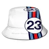 Bérets Motor Racing Stripes Flat Top Respirant Bucket Hats I Bleu Rouge Et Blanc Motorsport Cars