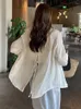 Frauen Blusen Koreanische Sommer Schwarz Split Bluse Frauen Langarm Dünne Lose Transparente Tops Weiße Shirts