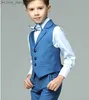 Bekleidungssets Jungen Hochzeitsset Baby Tank Top Hemd Hose Krawatte 4-teiliges Fotoset Kindergeburtstag Feier Kleidung Jugend Schulset Z230717