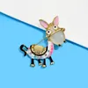 Brooches Female Fashion Crystal Cute Donkey For Women Luxury Yellow Gold Color Enamel Alloy Animal Brooch Safety Pins