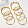 Bangle Boho Metal Gold Color Ball Beaded Bracelets Set For Women Girls Fashion Statement Elastics Bangles Summer Jewelry Accessories