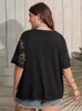 T-shirt grande taille pour femmes Finjani Plus Size Summer Geo Cut Out Tee Ladies Short Sleeve Solid Chiffon Tshirt Femme Vêtements ONeck Tops 230715
