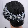 Lusso Handmde Blu Verde Perla Strass Fascia da sposa Donna Copricapo Ospite Copricapo da sposa Accessori per capelli Diademi per feste L230704