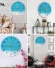 Wall Clocks Blue Gradient Watercolor Luminous Pointer Clock Home Ornaments Round Silent Living Room Bedroom Office Decor