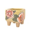 Planters Korean Ins Hand Painted Floret Succulent Ceramic Flowerpot Creative Square Thumb Basin With Feet Home Decor Gardening