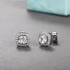 Stud Trendy 925 Sterling Silver Diamond Earring Party Wedding Crystal Earrings for Women Men Charm Engagement Smyckespresent