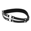 Bracelets de cheville en cuir PU jambe chaîne fille Sexy Punk amour jarretière chaussette harnais réglable Bondage Cosplay Goth anneau de pied