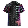 Men's Casual Shirts Word Graffiti Music Notes Print Vacation Shirt Hawaiian Streetwear Blouses Male Graphic Big Size 3XL 4XL