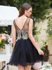 Party Dresses FATAPAESE Illusion Sweetheart Gold Appqulies Evening Dress Short Tulle Skirt Midi Prom Homcoming Formal Graduation Gown