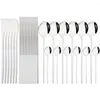 Set di stoviglie 24Pcs Coltello Cucchiaio Bacchette Stoviglie Cucchiaino da cucina Set di posate Posate nere occidentali in acciaio inossidabile