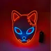 Demon Slayer Fox Mask Halloween Party Japanese Anime Cosplay Costume LED Masks Festival Favor Props Wholesale 0717