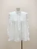 Dames Blouses 2023 Lente Dames Shirt Ruffle Simple Sweet Lace Lange mouw