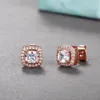 Stud Trendy 925 Orecchini di cristallo per matrimoni in orecchini in argento in argento sterling per le donne che hanno intatto il fidanzamento di gioielli