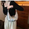 Evening Bags Brand Designer Patent Leather Pleated Women's Shoulder Bag Casual Drawstring Crossbody Small Hobos Handbag