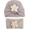 Accessori per capelli 2 pezzi/set Cappello per bebè con fiore carino Fascia per foulard per bambini Avvolgere Set antivento per bambini Berretto nato in peluche