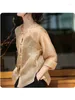 Roupas étnicas 2023 Estilo Nacional Chinês Camisa Cor de Café Chiffon Blusa Protetor Solar Senhora Cardigan Jaqueta Tangsuits Diários