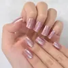 Faux ongles Glitter Cover Press On Nail Tips Sample Deisgn With No Tone's Color Reusbale Fingernails Forme de cercueil moyenne pour un usage quotidien