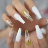 False Nails Matte 24Pcs 6Pcs Foil Set Extra Long Fake Fingernails Art Coffin Tip Simple Design Supplies For Professionals EchiQ