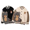 Men's Sweaters Cartoon Sweater Cardigan Men Women Furry Bear Embroidery Winter Hip Hop Knitwear Japanese Street Jacket Ugly