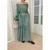 Casual Kleider Sommer Kleid Chiffon Slash Neck Langarm Frauen Rüschen Off-schulter Vestido Feminino Koreanische Mode Dropship