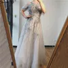 Party Dresses Real Po Silver A-Line Sexy Evening 2023 Dubai Sleeveless Crystal Gowns Serene Hill LA70172