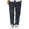 Calça masculina Madden Workwear Japonês Retrô Legging Azul Marinho Solta Cem Casual Reta Pé Pequeno Longo Homens Primavera