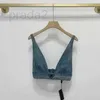 Intimo da donna T-shirt da designer con distintivo triangolare in metallo Canotte a canotta in denim a V profonda sexy Abbigliamento donna 2PTV