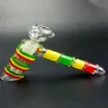 Yeni Mini Taşınabilir Cam Su Borusu Hookah Renk El ENTARAR Ağacı Perc 14 mm Eklem Dab Teçhizat