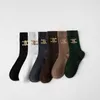 Дизайнерские носки бегуны Мужские женские спортивные зимние сетчатые носки с буквенным принтом Вышивка Хлопок Спорт Баскетбол Весна Классические полосы Длинные носки