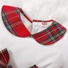 Abiti da ragazza Abito patchwork scozzese natalizio per neonate a maniche lunghe Bowknot Abiti casual nati da principessa natalizia