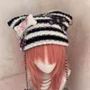 Gorro/Bonés de Caveira Harajuku Gótico Lolita Japonês Gorro Chapéu Listrado de Malha Boné Outono Inverno Bonito Chifre de Boi Y2K Menina Chapéus Femininos 230717