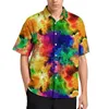 Men's Casual Shirts Neon Paint Swirl Colorful Liquid Print Beach Shirt Hawaiian Vintage Blouses Male Printed Big Size